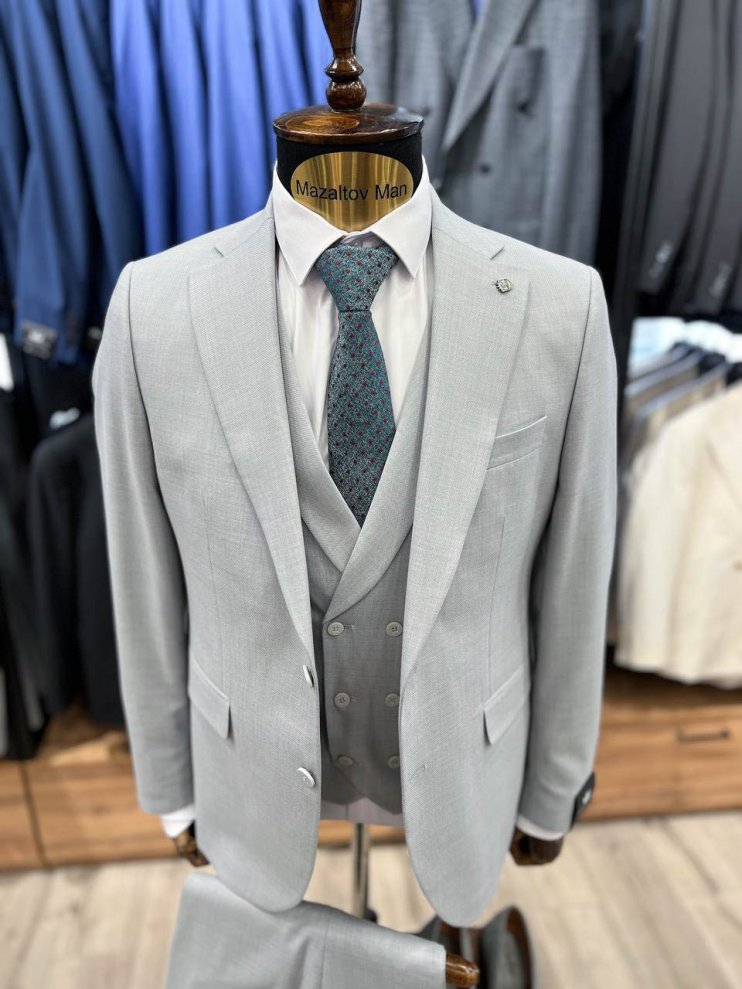 Костюм MAZALTOVMAN 3-ка премиум Светло-серый фактурный