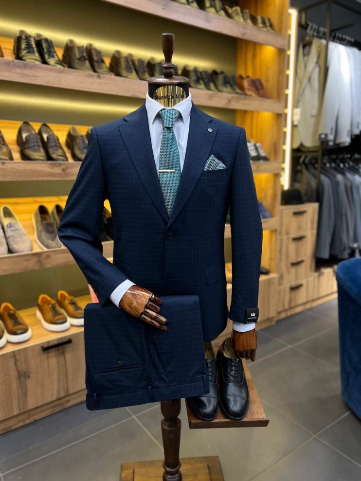 Костюм MAZALTOVMAN 2-ка Синий в клетку премиум