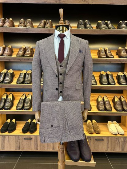 Костюм MAZALTOVMAN 3-ка премиум Бордовый в клетку