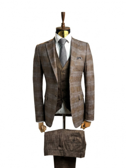 Костюм MAZALTOVMAN 3-ка Коричневый в синюю клетку