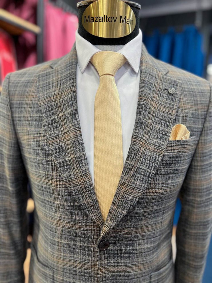 Костюм MAZALTOVMAN 2-ка Серый в клетку премиум