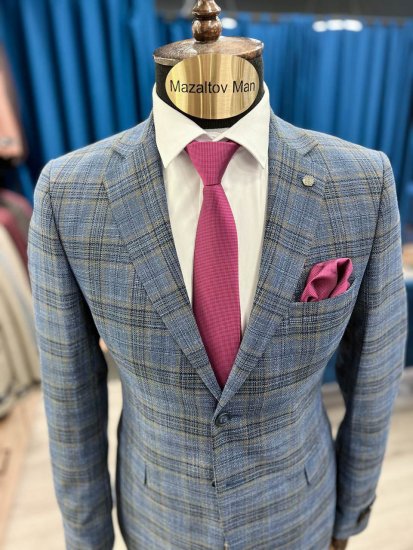 Костюм MAZALTOVMAN 2-ка Синий в коричневую клетку