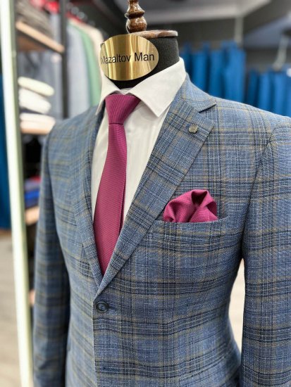 Костюм MAZALTOVMAN 2-ка Синий в коричневую клетку