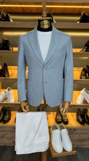 Пиджак ГИО Голубой в елочку